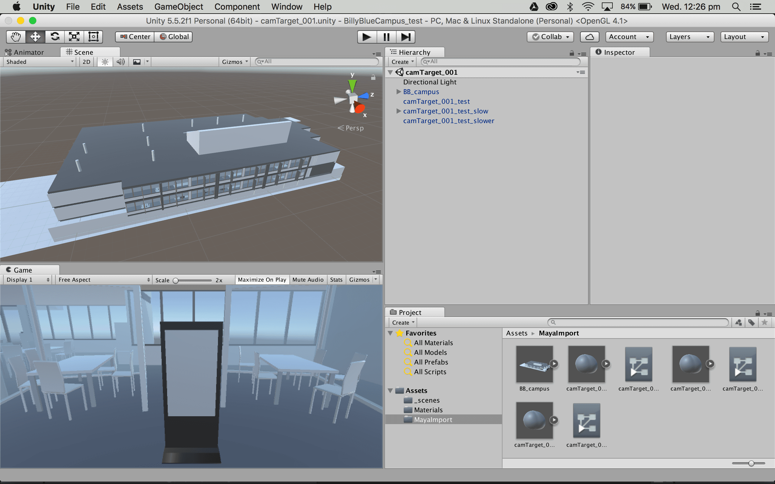 The full Brisbane campus model, loaded into Unity